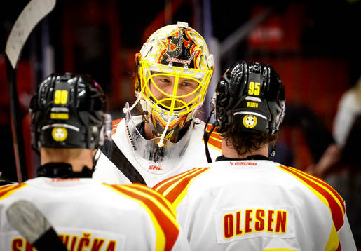 Brynäs målvakt Anders Lindbäck jublar