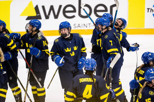 Players of Sweden celebrate