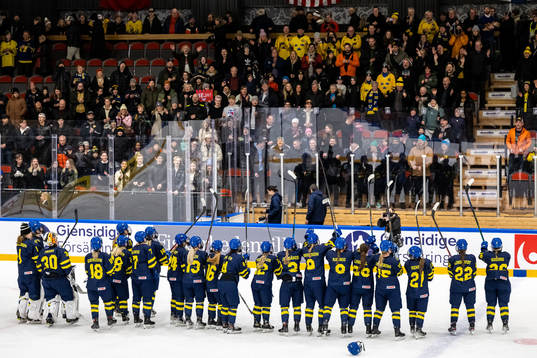 Players of Sweden celebrate