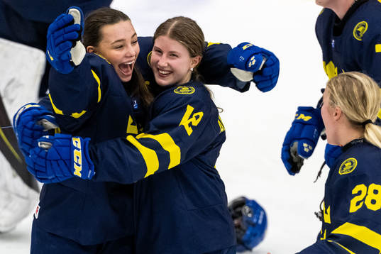 Stella Lindell and Stina Andersson of Sweden celebrate