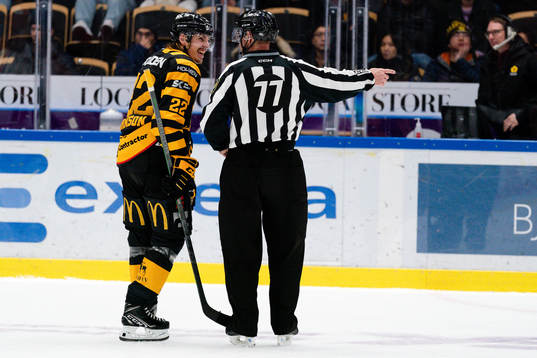 Skellefteås Jonathan Johnsson och linjedomaren Jan