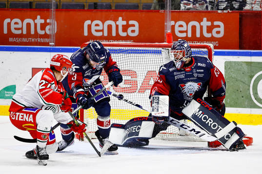 Mål 2-3 i sudden death av Frölundas Jere Innala förbi