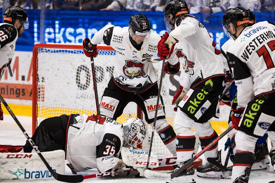 Malmö Redhawks målvakt Adam Werner och Carl-Johan Lerby