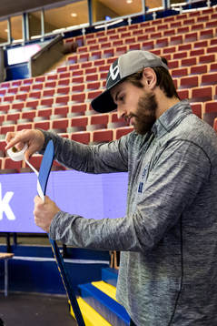 Leksands målvakt Mantas Armalis innan ishockeymatchen i