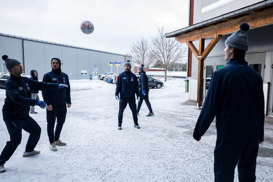 Leksands spelarna värmer upp innan