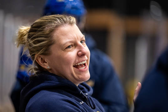 Assistant coach Pernilla Winberg of Sweden at a practice