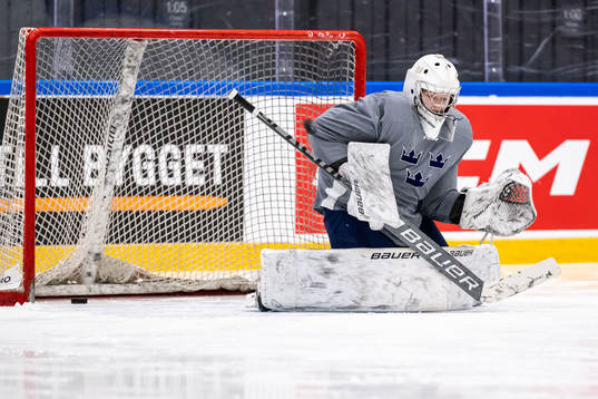 Goaltender Ida Henriksson of Sweden at a practice session