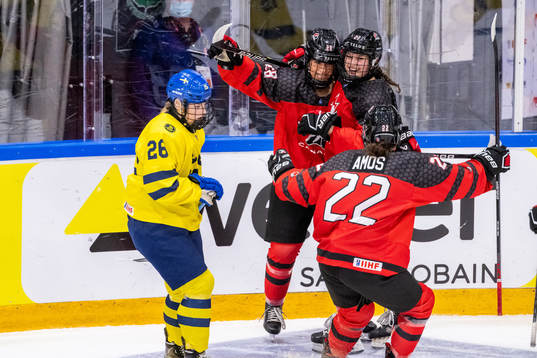 Alexia Aubin, Jordan Baxter and Jocelyn Amos of Canada