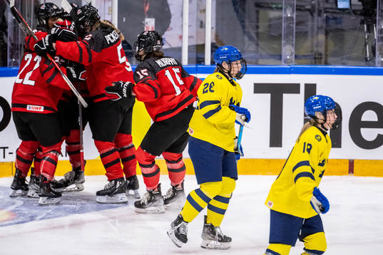 Emma Goding of Sweden looks dejected