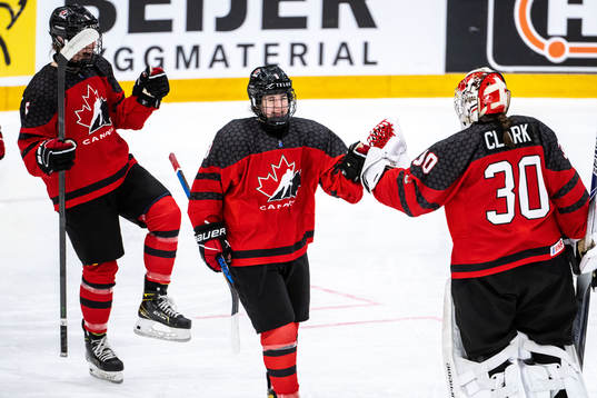 Piper Grober of Canada celebrates scoring 4-0