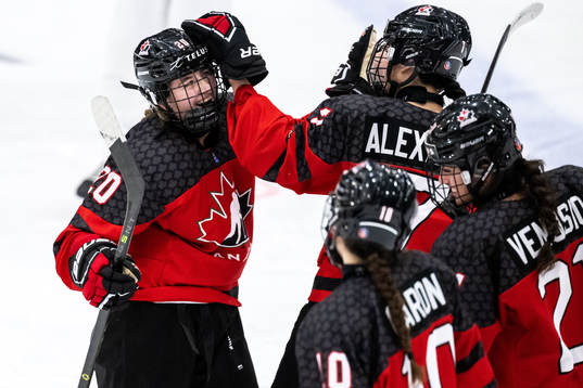 Abby Lunney of Canada celebrates 8-0