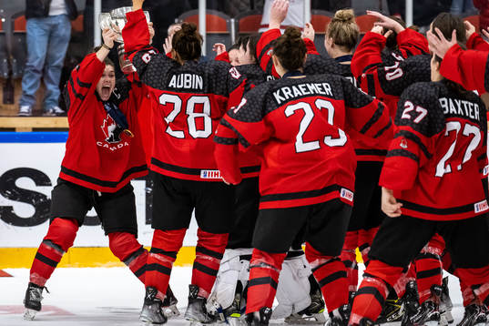 Jocelyn Amos of Canada celebrates with the first place