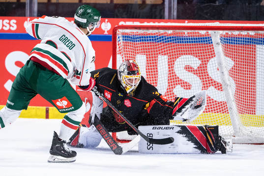 Frölundas Anthony Greco och Brynäs målvakt Matteus Ward