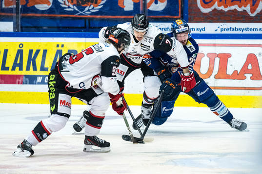 Malmö Redhawks Oliver Lauridsen, Lukas Wernblom och