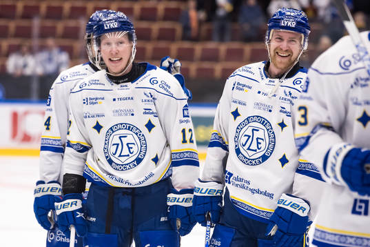 Leksands Kalle Östman och Anton Lindholm jubel