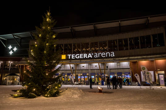 Tegera Arena innan ishockeymatchen i SHL mellan Leksand och