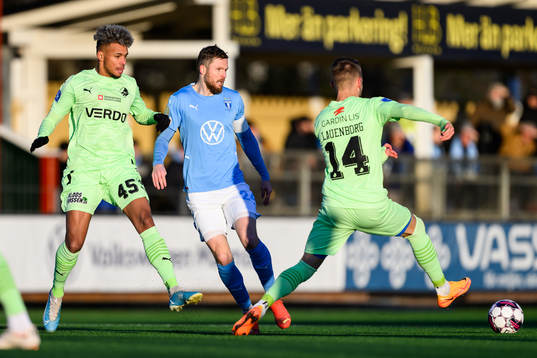 Randers Marvin Egho och Frederik Lauenborg mot Malmö FFs
