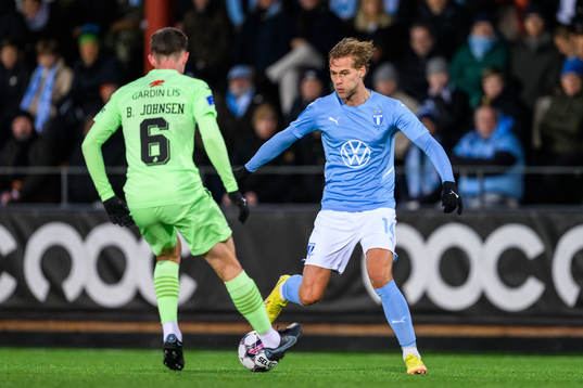 Malmö FFs Felix Beijmo och Randers Lasse Berg Johnsen