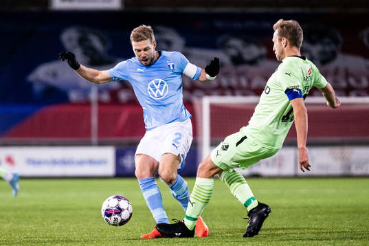 Malmö FFs Anton Tinnerholm och Randers Björn Kopplin