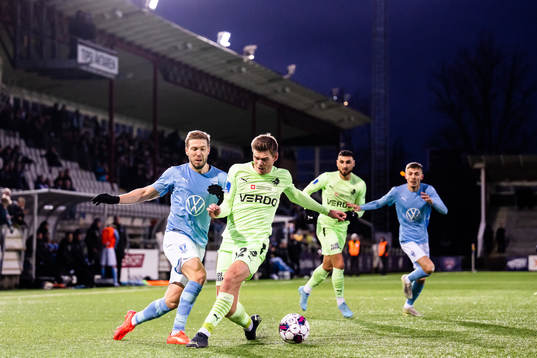 Malmö FFs Anton Tinnerholm och Randers Mikkel Pedersen
