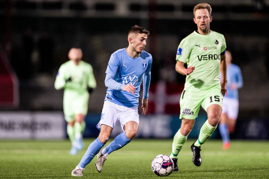 Malmö FFs Patriot Sejdiu och Randers Björn Kopplin