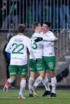 Hammarbys Joel Nilsson , Fredrik Hammar och Deniz Gul jublar