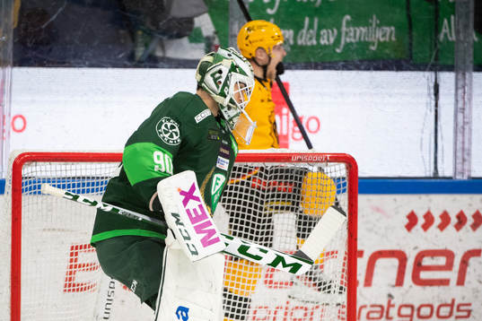 Färjestads målvakt Matthew Tomkins deppar