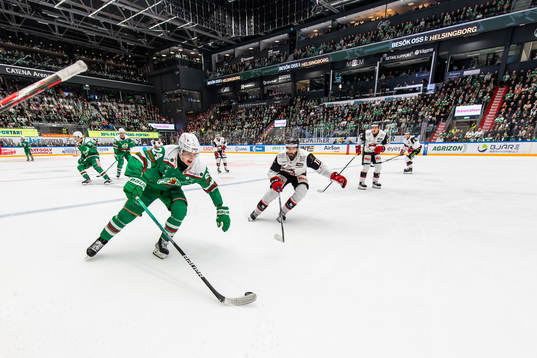 Rögles Marco Kasper och Malmö Redhawks Markus Lauridsen