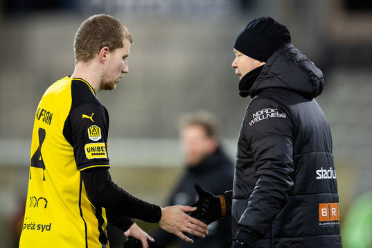 Häckens Simon Gustafson och tränare Per-Mathias Høgmo
