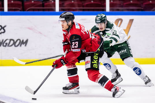 Malmö Redhawks Christoffer Forsberg och Färjestads Lucas