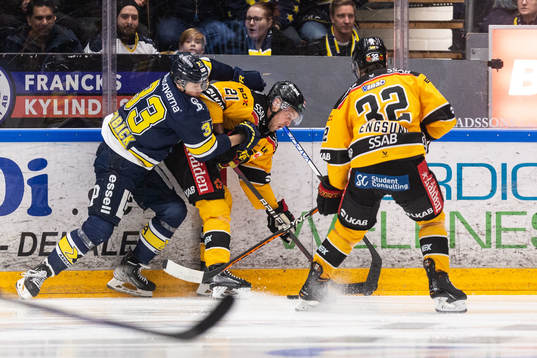 HV71s Måns Lindbäck och Luleås Juhani Tyrväinen