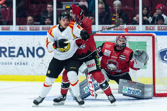 Brynäs Dmytro Timashov och Malmö Redhawks Adam Ollas