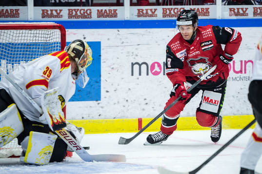 Brynäs målvakt Anders Lindbäck och Malmö Redhawks Johan