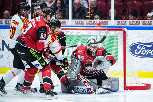 Malmö Redhawks Fredrik Händemark och målvakt Brandon