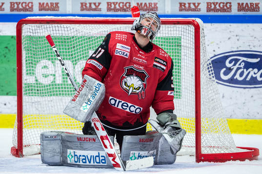 Malmö Redhawks målvakt Brandon Maxwell deppar