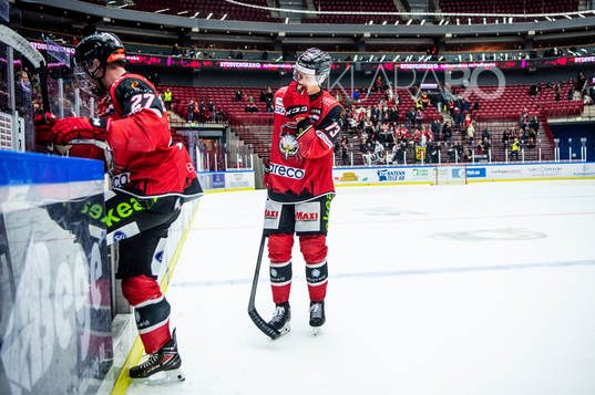 Malmö Redhawks Adam Ollas Mattsson deppar med lagkamraterna