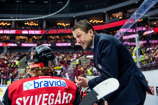 Malmö Redhawks Marcus Sylvegård och tränare Tomas Kollar
