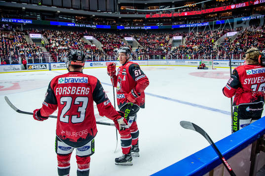 Malmö Redhawks Christoffer Forsberg, Emil Sylvegård och