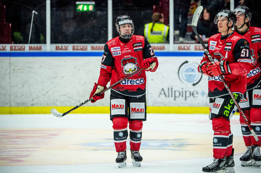 Malmö Redhawks Ponthus Westerholm deppar med lagkamraterna