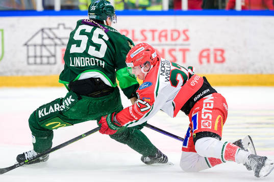 Färjestads Max Lindroth och Frölundas Jere Innala