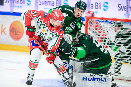 Frölundas Nicklas Lasu och Färjestads Joakim Nygård och