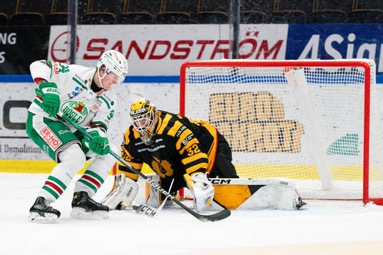 Rögles Adam Edström och Skellefteås målvakt Linus