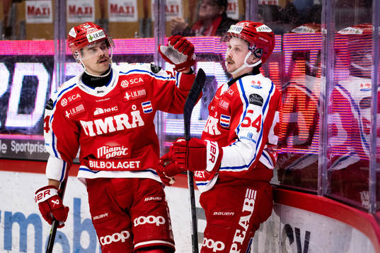 Timrås Jonathan Dahlén och Emil Pettersson jublar