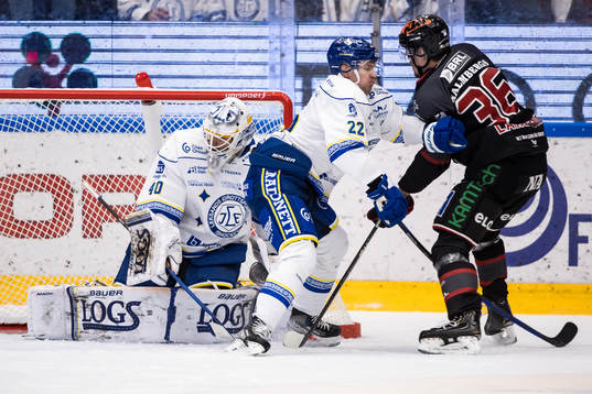 Leksands målvakt Mantas Armalis och Leksands Tobias Ekberg