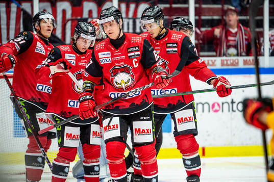 Malmö Redhawks Emil Sylvegård, Lukas Wernblom, Fredrik