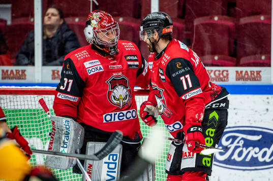 Malmö Redhawks målvakt Brandon Maxwell och Markus