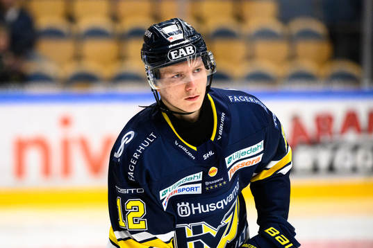 HV71s Egor Polin innan ishockeymatchen i SHL mellan HV71