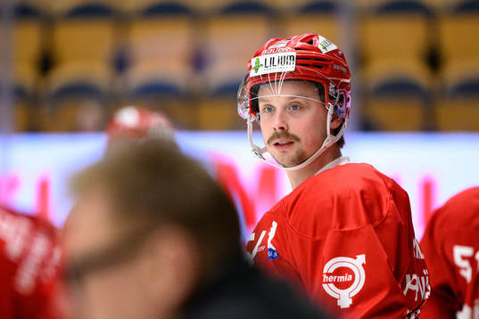 Timrås Jonathan Dahlén innan ishockeymatchen i SHL mellan