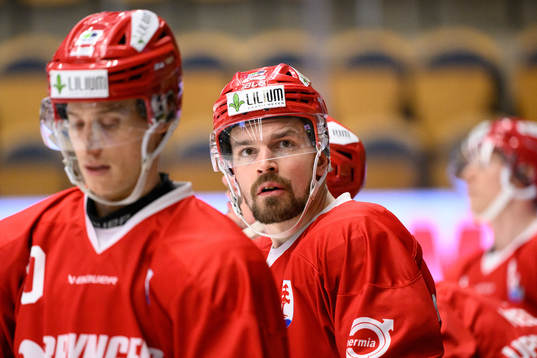 Timrås Anton Lander innan ishockeymatchen i SHL mellan