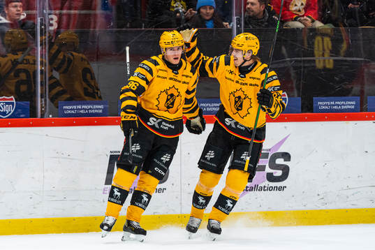 Skellefteås Rickard Hugg jublar med Jonathan Johnsson